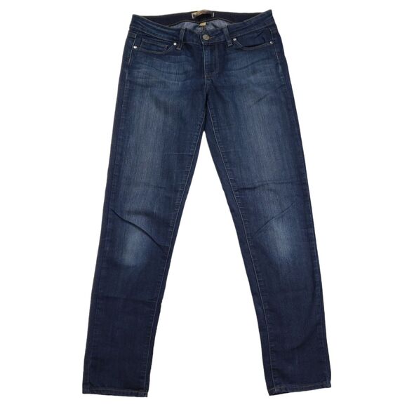 Paige Peg Skinny Jeans 27 Womens Noah Dark Wash Stretch Faded Knees Made in‎ USA - Picture 1 of 11